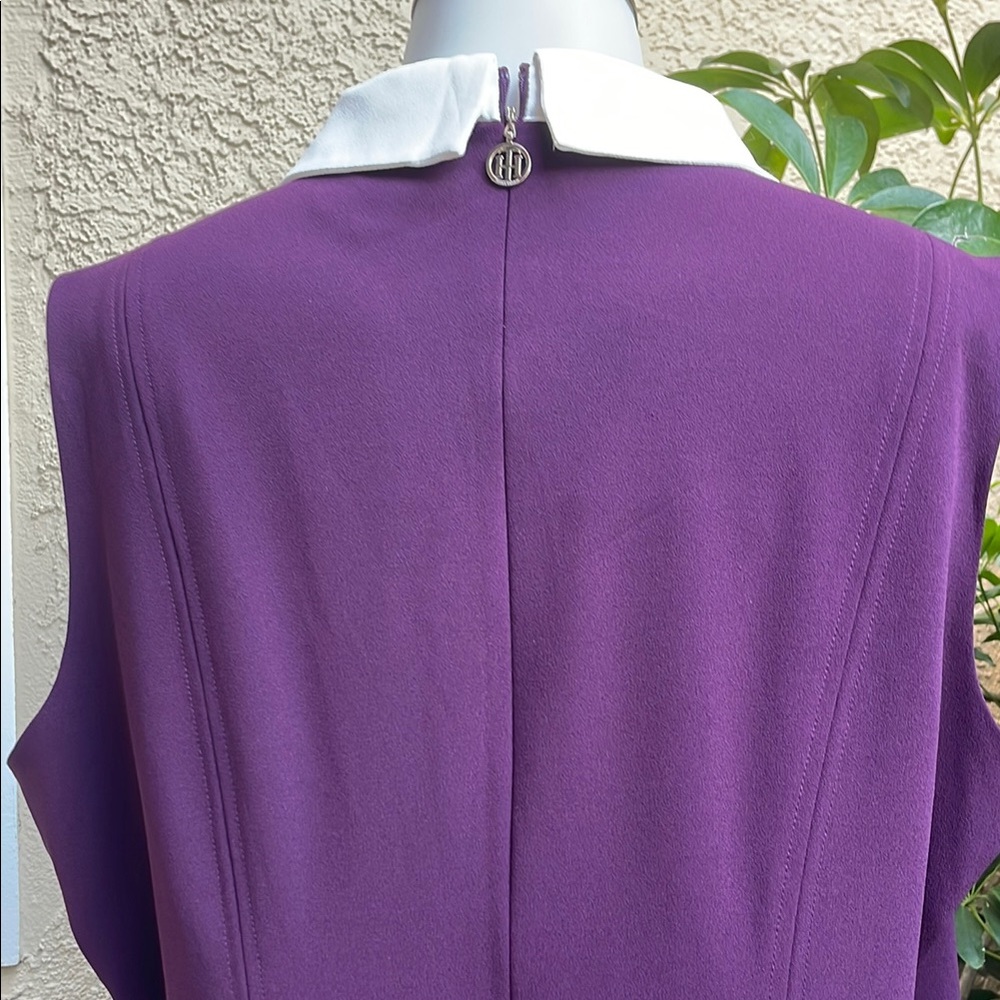 Vintage Purple Tommy Hilfiger Sleeveless Dress with White Collar - Picture 7 of 11